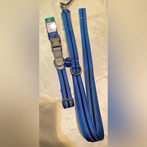 Top Paw Blue Reflective Dog Collar and Leash Set (L)